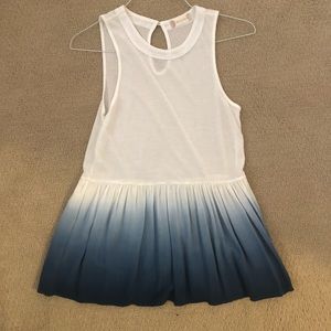 white ombré to blue tank top